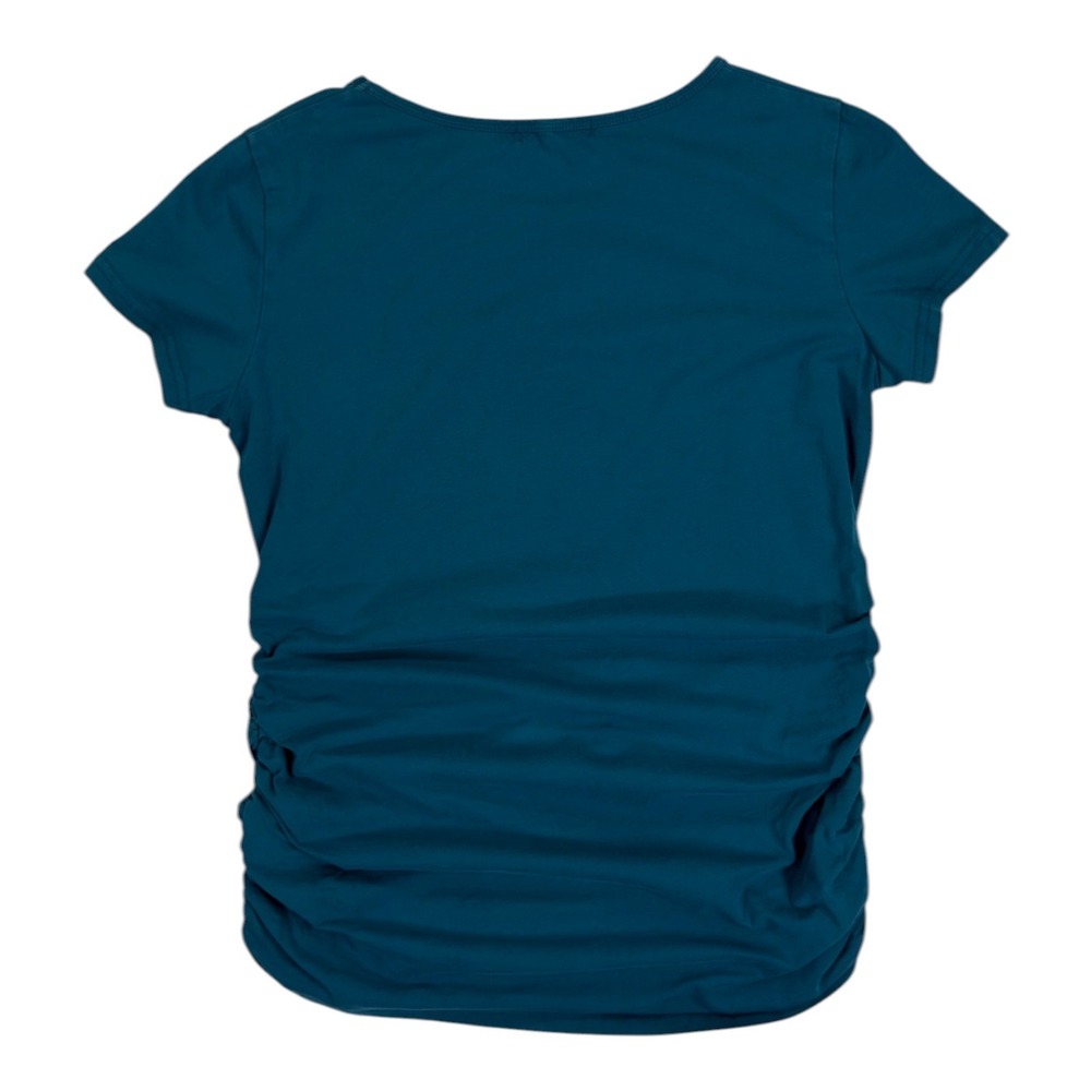 Bearsland Maternity T-Shirt M Teal Blue Ruched Side Short Sleeve Casual Pregnant - Picture 3 of 8
